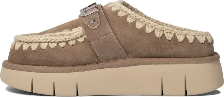 'Bounce' Brown Mules With Logo Lettering And Open Rear In Suede Woman - Image 3