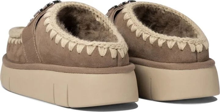 'Bounce' Brown Mules With Logo Lettering And Open Rear In Suede Woman - Image 4
