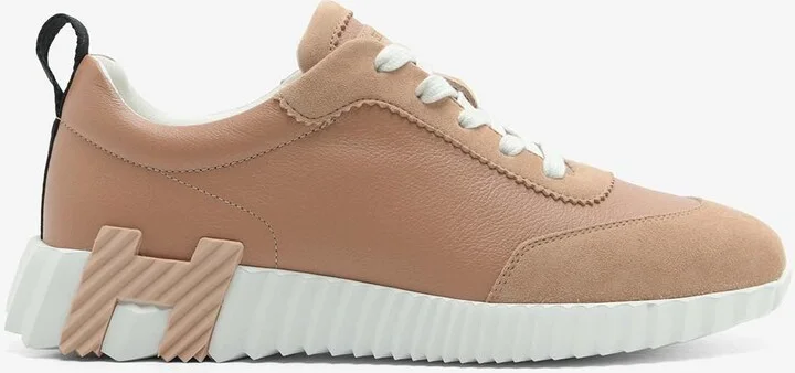 Bouncing Low-Top Sneakers in Beige Perlino Sport Goatskin and Suede