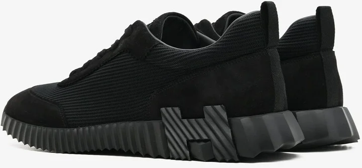 Bouncing Low-Top Sneakers in Black Mesh and Suede - Image 2