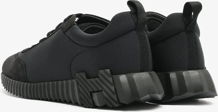 Bouncing Low-Top Sneakers in Black Satin and Suede - Image 2