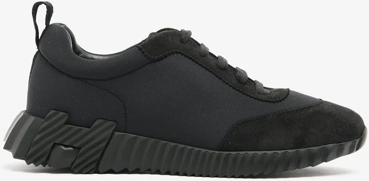 Bouncing Low-Top Sneakers in Black Satin and Suede