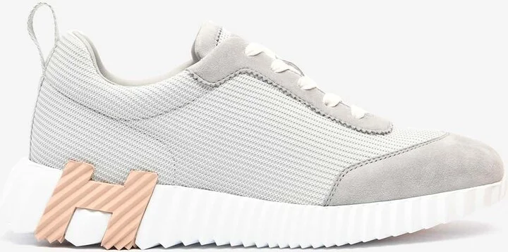 Bouncing Low-Top Sneakers in Gris Temperance Mesh and Suede