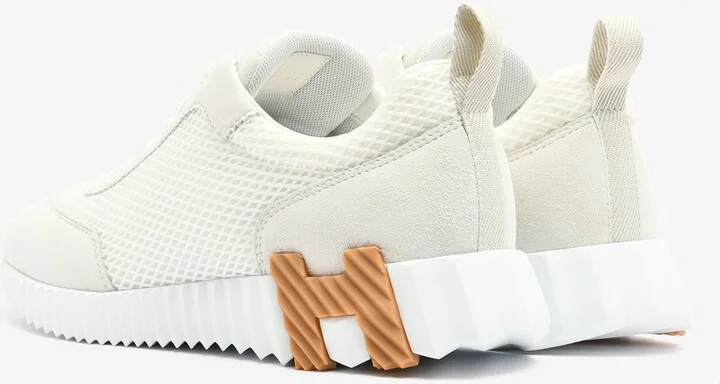 Bouncing Low-Top Sneakers in White Mesh and Suede - Image 2