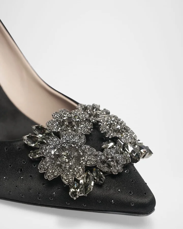 Bouquet Strass Hot-Fix Satin Pumps - Image 3