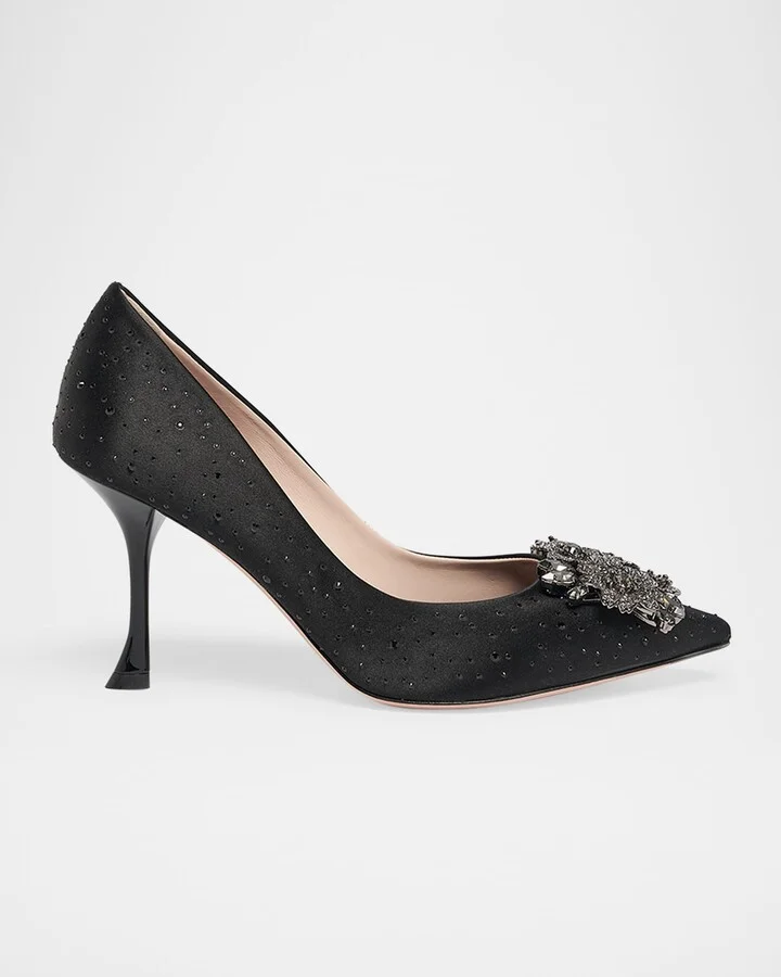 Bouquet Strass Hot-Fix Satin Pumps