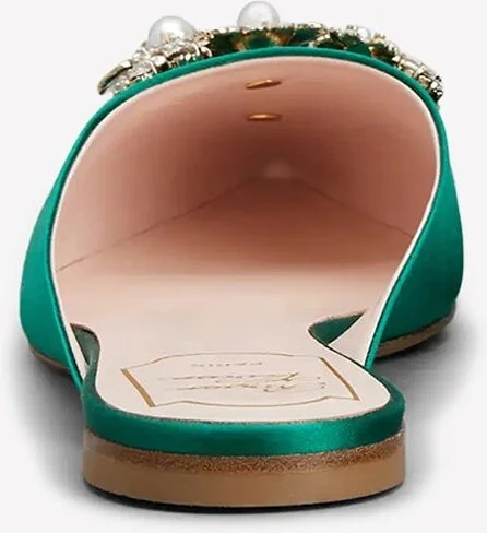 Bouquet Strass Pearl Buckle Flat Mules - Image 2