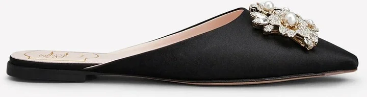 Bouquet Strass Pearl Buckle Flat Mules