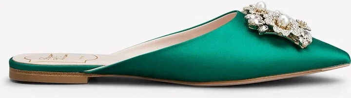 Bouquet Strass Pearl Buckle Flat Mules