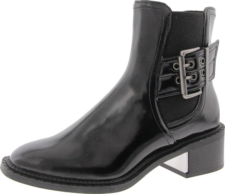 BOVEE Womens Buckle Manmade Motorcycle Boots