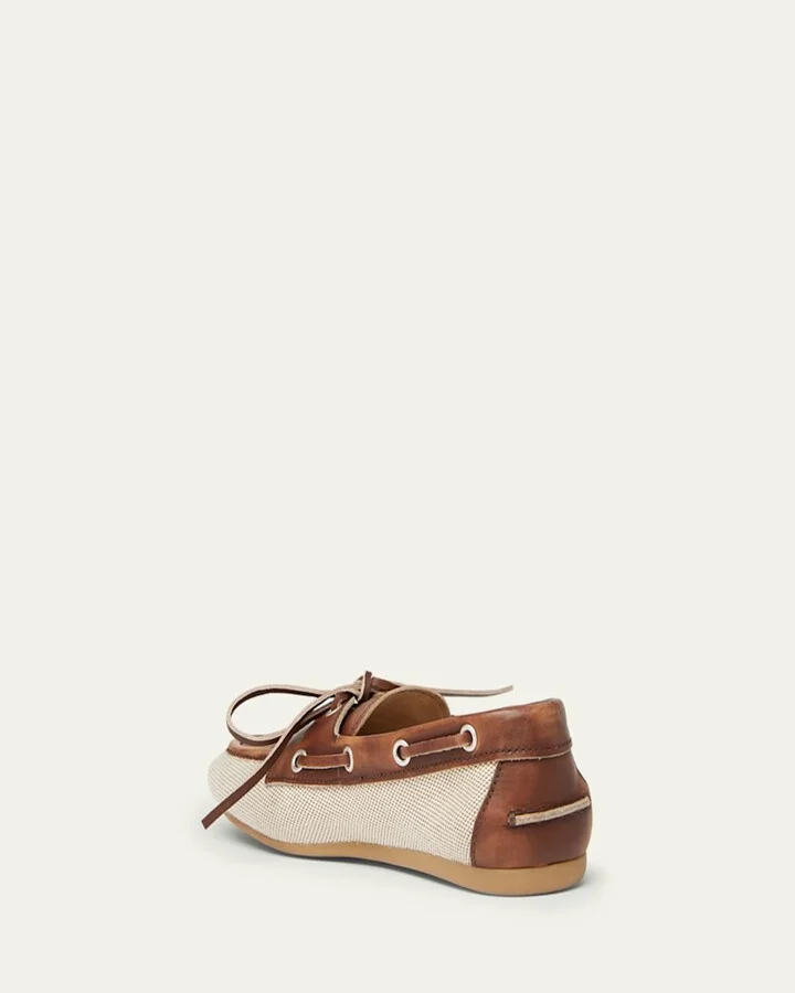 Bow Canvas Leather Boat Shoes - Image 5