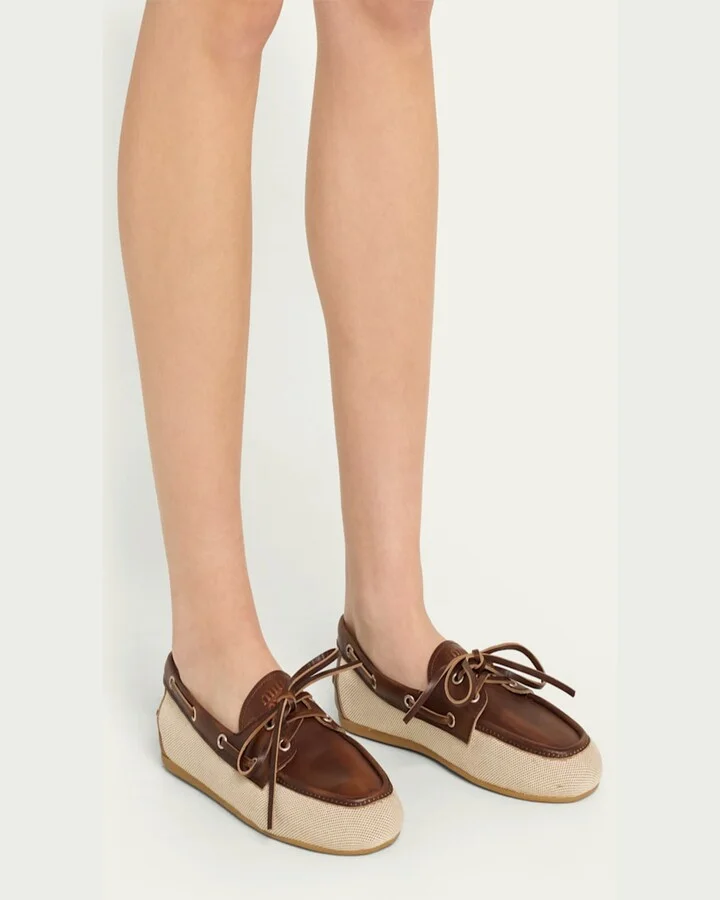 Bow Canvas Leather Boat Shoes - Image 10