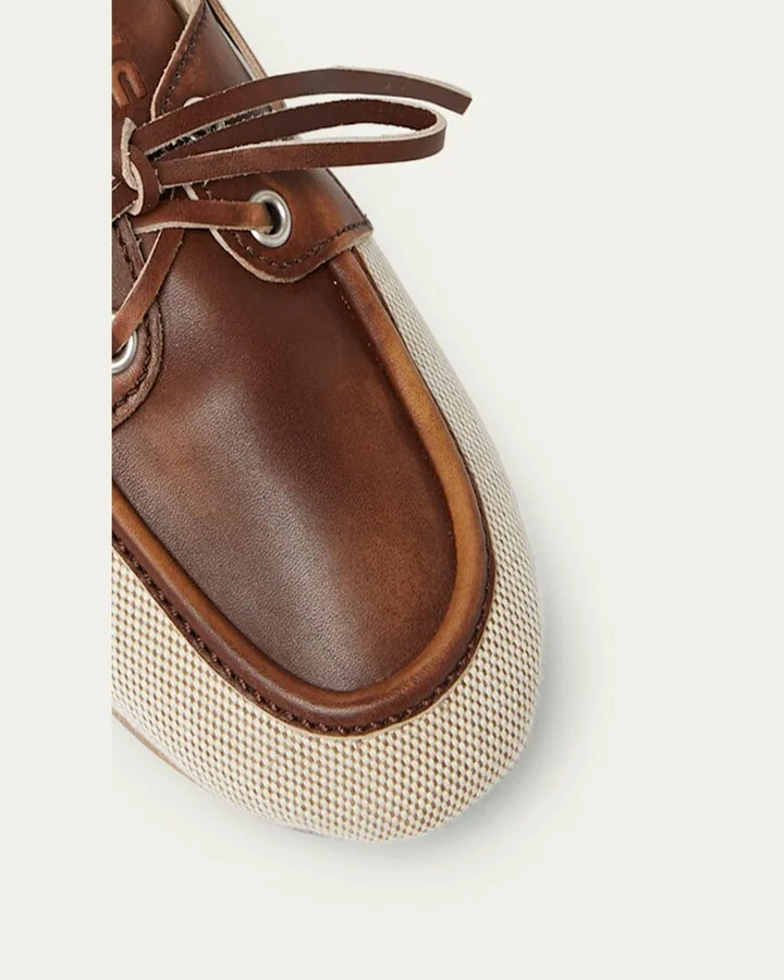 Bow Canvas Leather Boat Shoes - Image 11