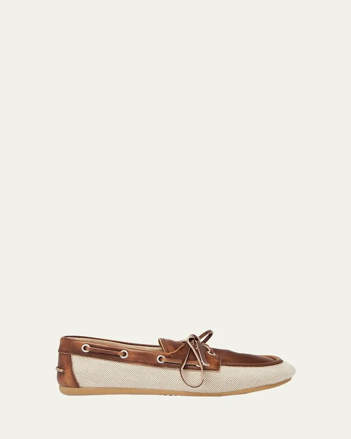 Bow Canvas Leather Boat Shoes