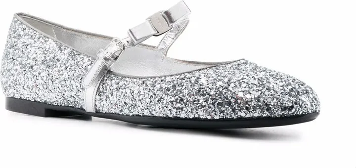Bow-Detail Glitter Ballerina Shoes - Image 2