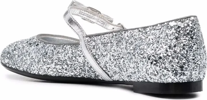 Bow-Detail Glitter Ballerina Shoes - Image 3