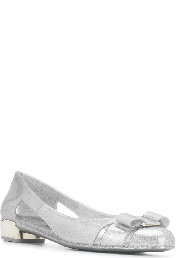 Bow-Detail Glitter Flat Pumps - Image 2