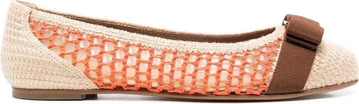 Bow-Detail Interwoven Ballerina Shoes
