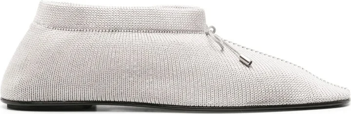 Bow-Detail Knitted Ballerina Shoes