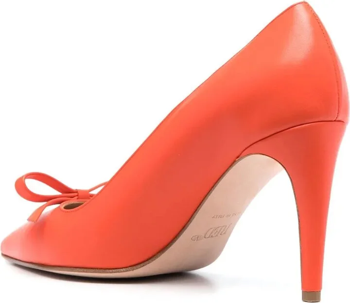 Bow-Detail Leather 90mm Pumps - Image 3