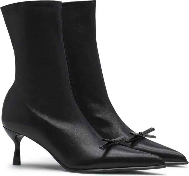 Bow-Detail Leather Ankle Boots - Image 2