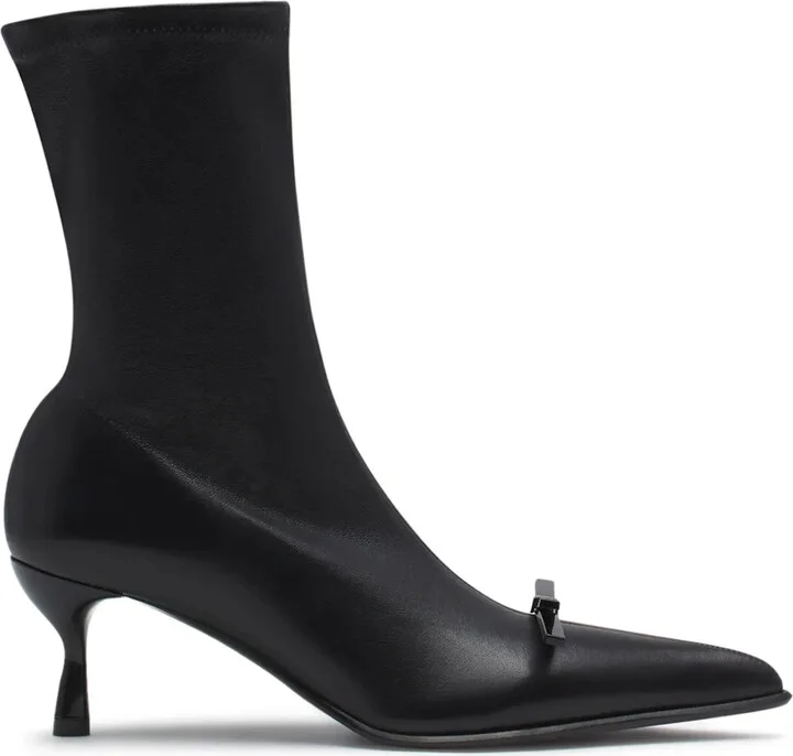 Bow-Detail Leather Ankle Boots