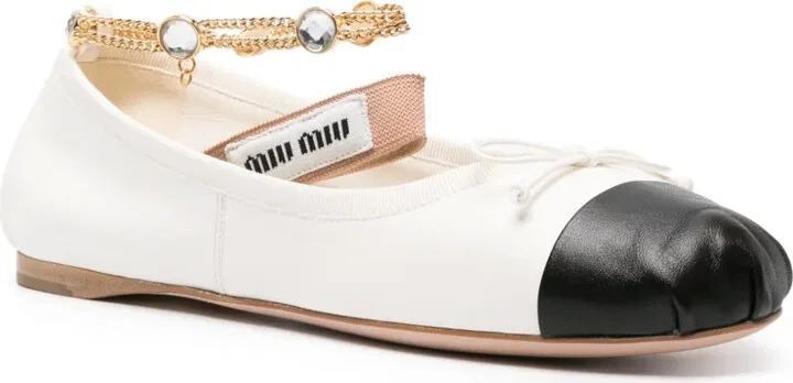 Bow-Detail Leather Ballerina Shoes - Image 2