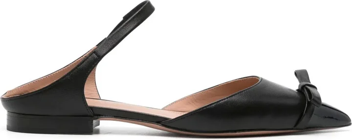 Bow-Detail Leather Ballerina Shoes