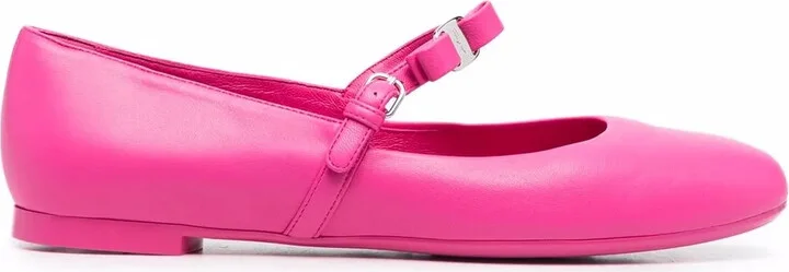 Bow-Detail Leather Ballerina Shoes