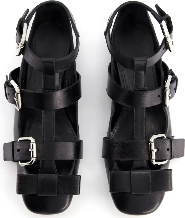 Bow-Detail Leather Ballet Flats - Image 4