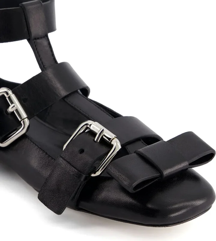 Bow-Detail Leather Ballet Flats - Image 5
