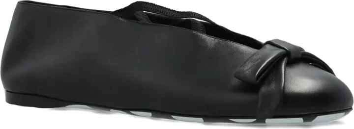 Bow-Detail Leather Ballet Flats - Image 2