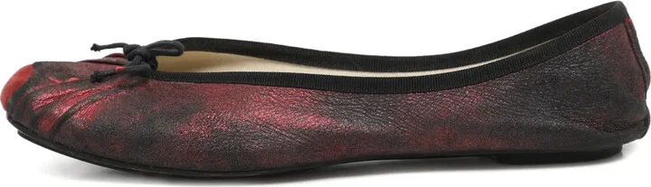 Bow-Detail Leather Ballet Flats