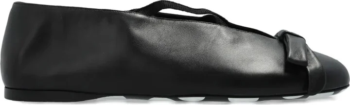 Bow-Detail Leather Ballet Flats