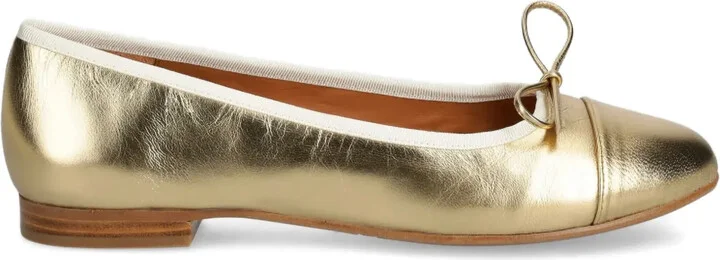 Bow-Detail Leather Ballet Flats