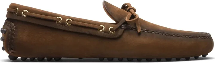 Bow-Detail Leather Boat Shoes
