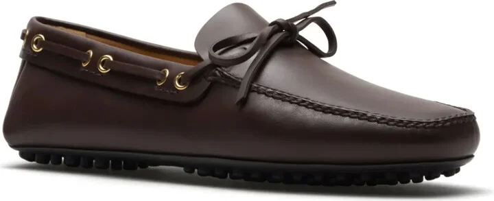 Bow-Detail Leather Driving Shoes - Image 2