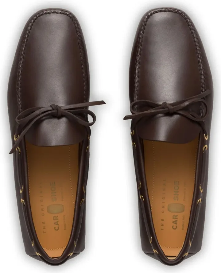 Bow-Detail Leather Driving Shoes - Image 4