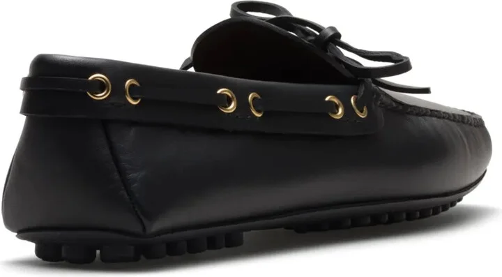 Bow-Detail Leather Driving Shoes - Image 3