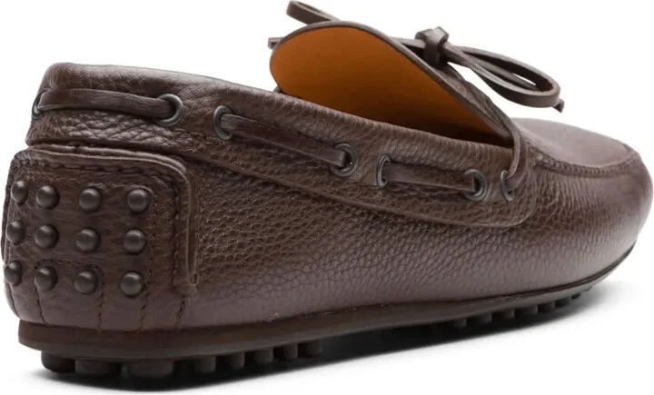 Bow-Detail Leather Driving Shoes - Image 3