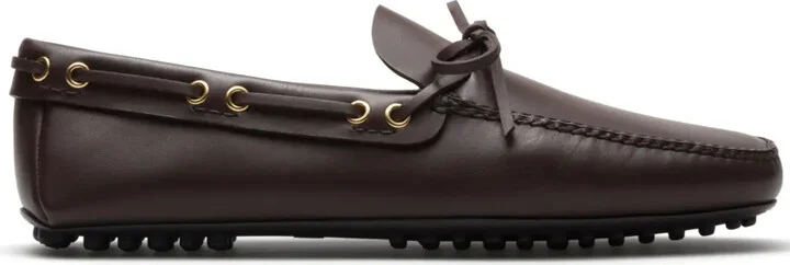 Bow-Detail Leather Driving Shoes