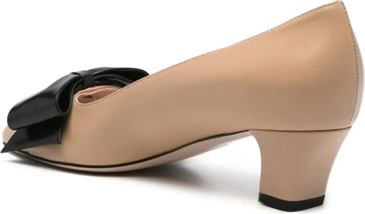 Bow-Detail Leather Pumps - Image 3
