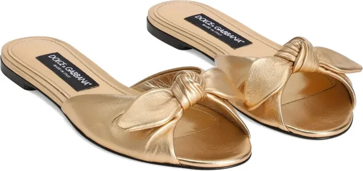 Bow-Detail Leather Sandals - Image 2