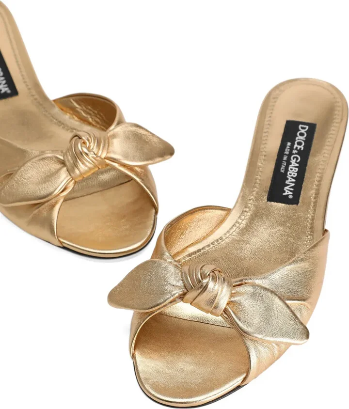Bow-Detail Leather Sandals - Image 3
