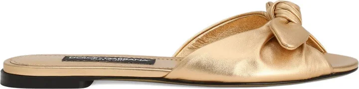 Bow-Detail Leather Sandals