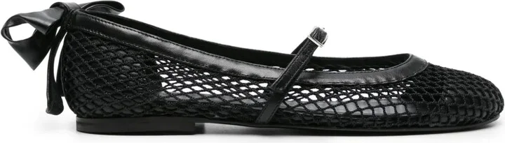Bow-Detail Mesh Ballerina Shoes