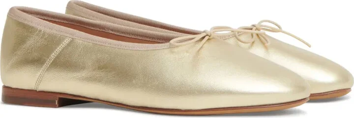 Bow-Detail Metallic-Effect Ballerina Shoes - Image 2