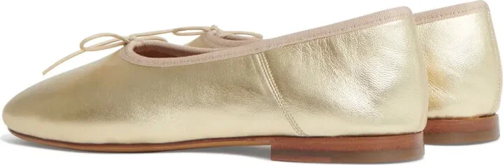 Bow-Detail Metallic-Effect Ballerina Shoes - Image 3