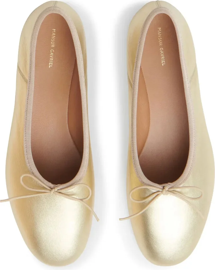 Bow-Detail Metallic-Effect Ballerina Shoes - Image 4