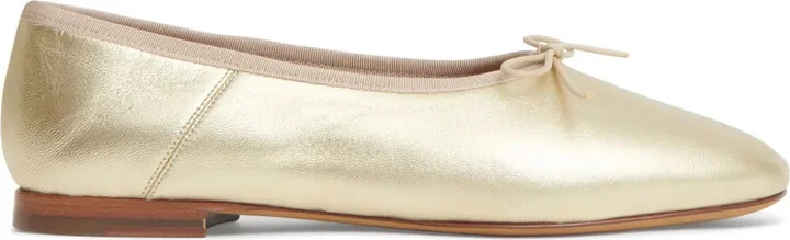Bow-Detail Metallic-Effect Ballerina Shoes